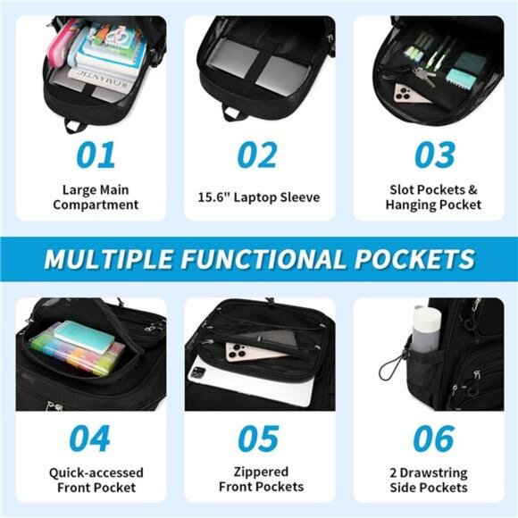 Heavy Duty Mesh Backpack See Through School Travel Beach Sports Gym Transparent - Picture 4 of 7